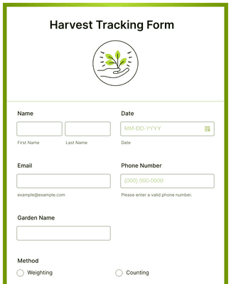 Form Templates: Harvest Tracking Form