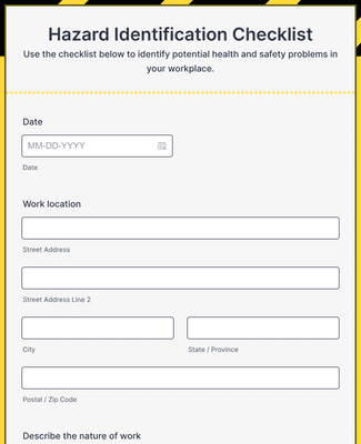 Hazard Identification Checklist Form Template | Jotform