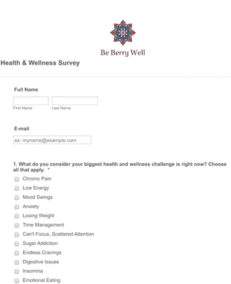 Health and Wellness Survey Form Template | JotForm