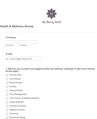 Form Templates: Health and Wellness Survey