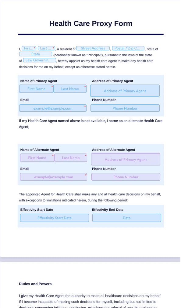 Health Care Proxy Form Printable