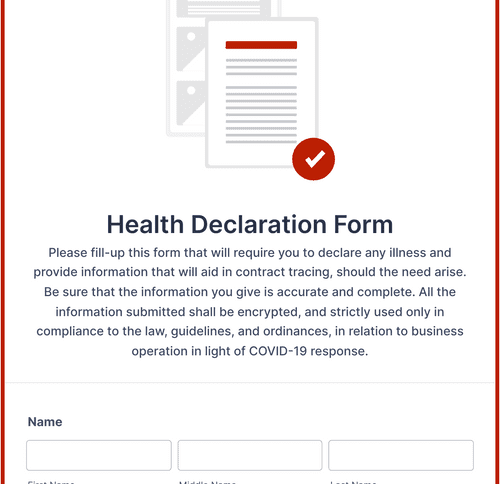 pre travel health declaration form