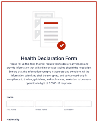 Form Templates: Health Declaration Form
