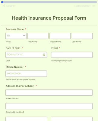 Health Insurance Proposal Form Template | Jotform