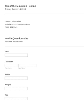 Health Questionnaire Form Template | Jotform