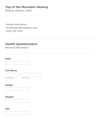 Printable Health Questionnaire