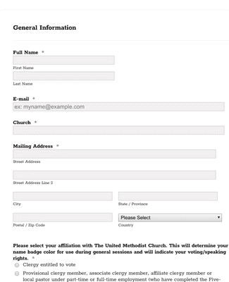 Form Templates: Hillary Owen Church Registration Form