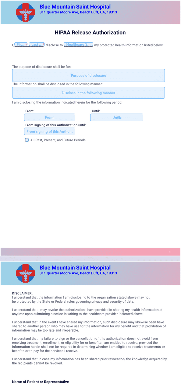 HIPAA Release Form Template