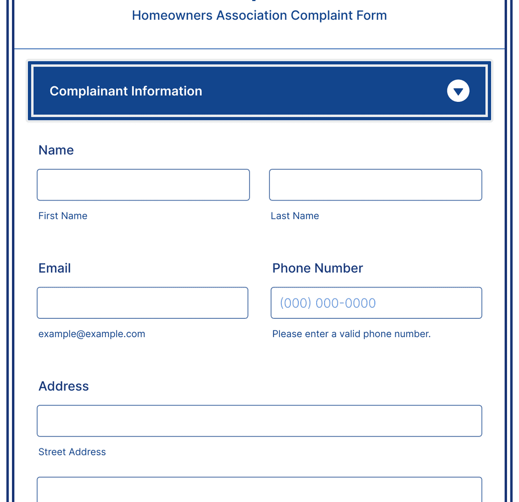 Homeowner Complaint Form Template Jotform