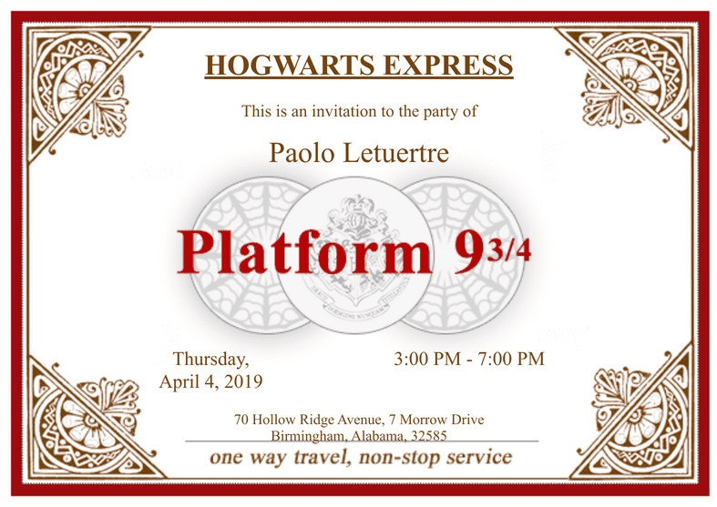 PDF Templates: Hogwarts Express Ticket Template