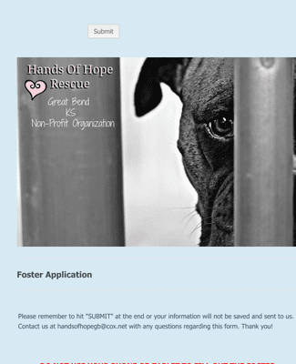 Animal Foster Application Form