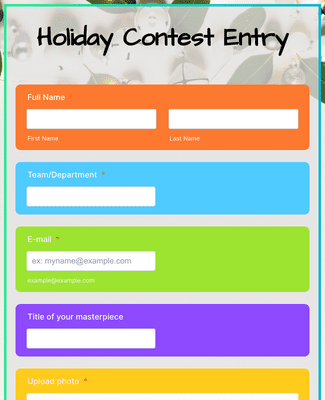 Form Templates: Holiday Contest Entry Form