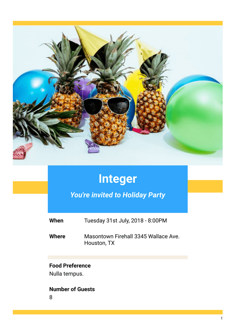 PDF Templates: Holiday Party Invitation