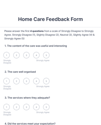 Form Templates: Home Care Feedback Form