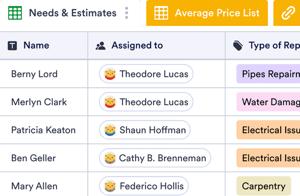 Home Repair Estimate Template | Jotform Tables