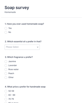Form Templates: Homemade Soap Survey Form