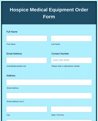 Form Templates: Hospice Medical Equipment Order Form