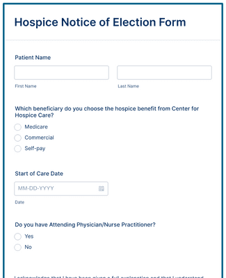Form Templates: Hospice Notice of Election Form