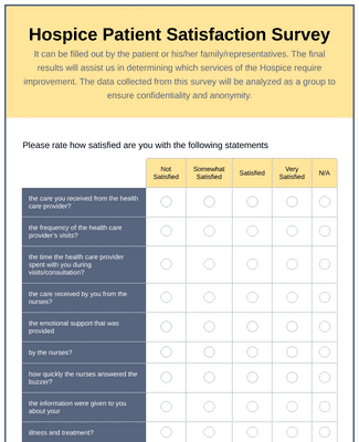 Form Templates: Hospice Patient Satisfaction Survey