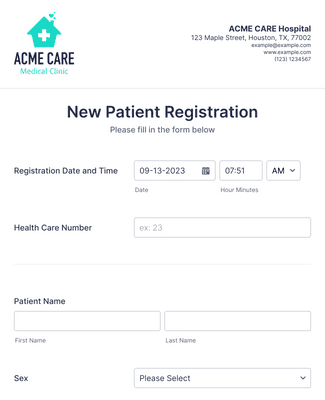 Form Templates: Hospital Patient Registration Form
