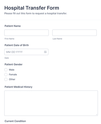 Hospital Transfer Form Template | Jotform