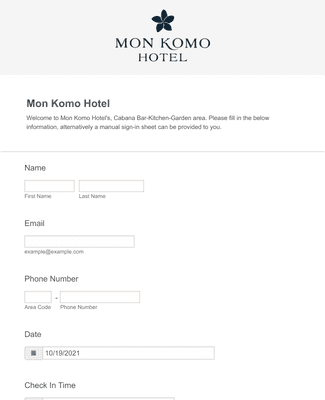 Hotel Check In Form