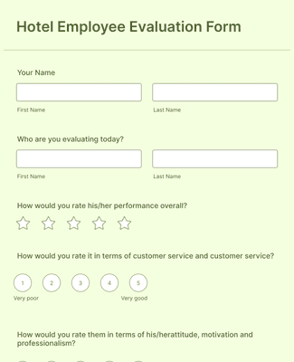 Form Templates: Hotel Employee Evaluation Form