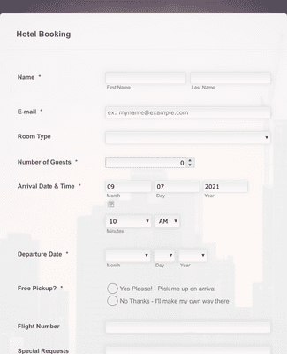 Form Templates: Hotel Booking Payment Form