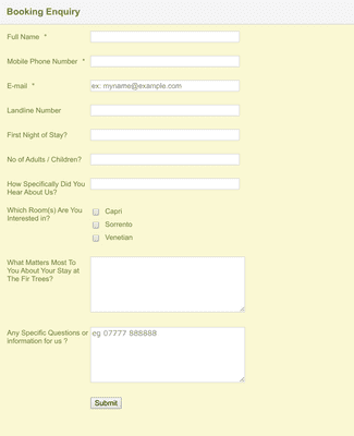 Hotel Room Booking Form