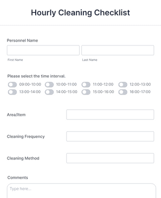 Hourly Cleaning Checklist Form Template | Jotform