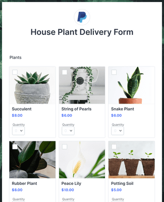 House Plant Delivery Form
