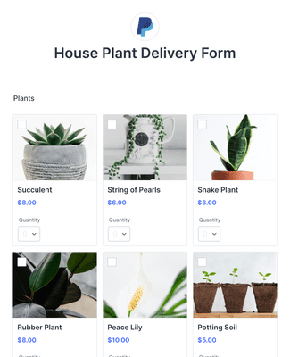 Form Templates: House Plant Delivery Form