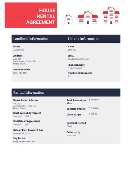 house rental agreement pdf templates jotform