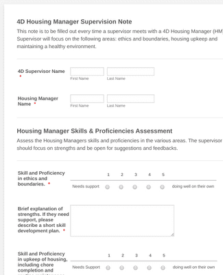 Housing Manager Assessment Form