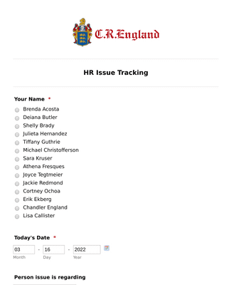 HR Issue Tracking Form