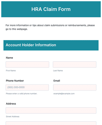 HRA Claim Form Template | Jotform