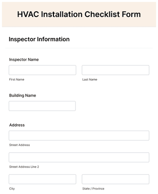 HVAC Installation Checklist Form Template Jotform