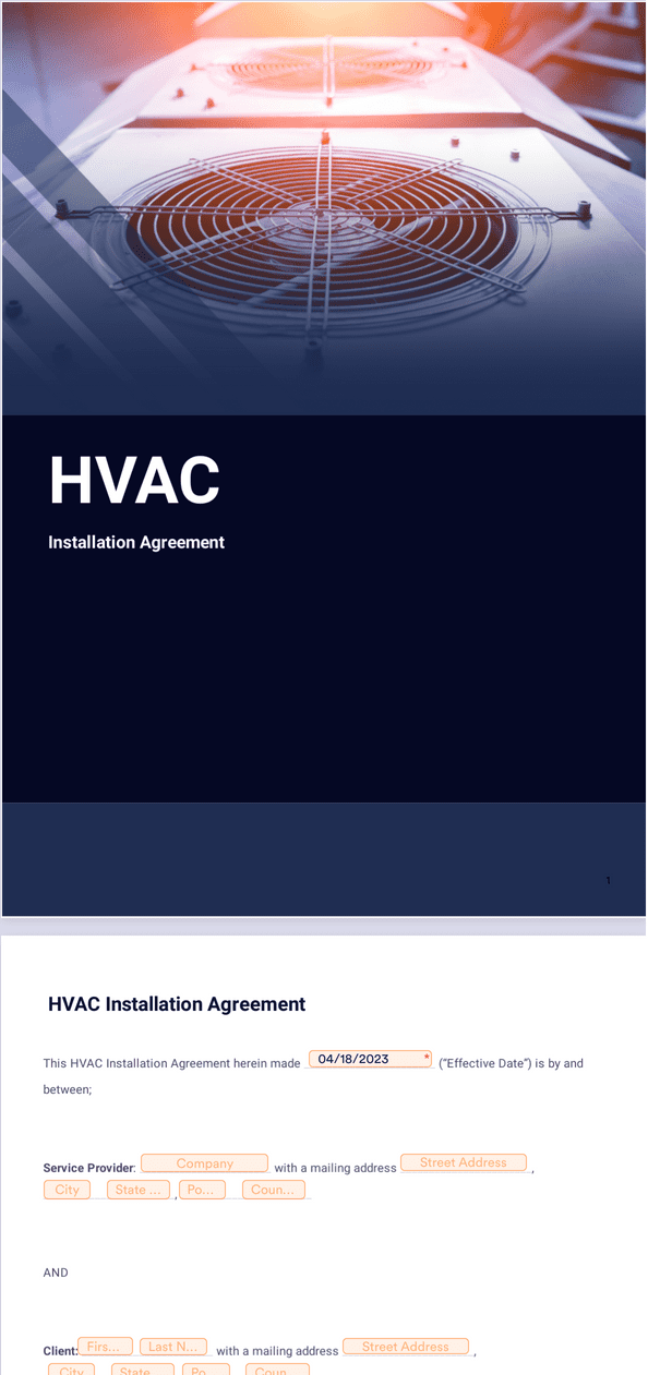 Sign Templates: HVAC Installation Contract Template