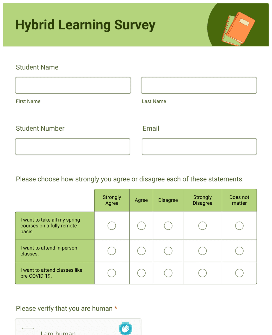 Hybrid Learning Survey Form Template | Jotform