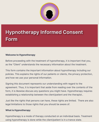 Hypnotherapy Informed Consent Form