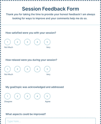 Form Templates: Hypnotherapy Session Feedback
