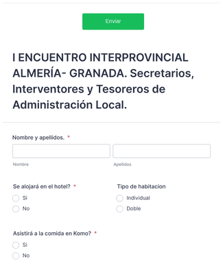 Form Templates: I ENCUENTRO INTERPROVINCIAL ALMERÍA GRANADA Secretarios, Interventores y Tesoreros de Administración Local 
