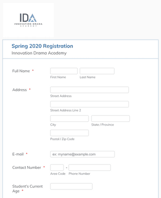 Form Templates: IDA Moana Jr Musical Production Registration Form