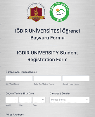 IGDIR UNIVERSITY Student Registration Form