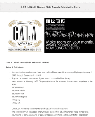 ILEA NJ North Garden State Awards Submission Form