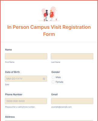 In Person Campus Visit Registration Form Template | Jotform