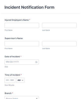 Form Templates: Incident Notification Form