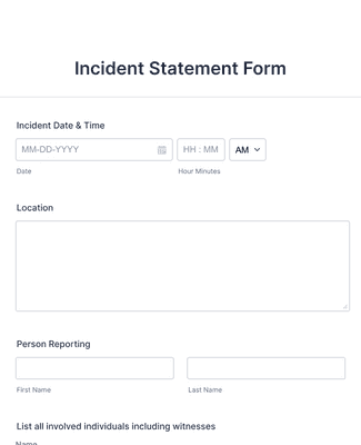 Form Templates: Incident Statement Form