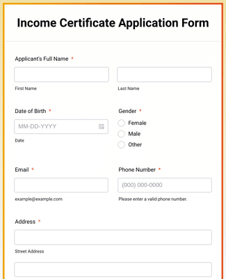 Form Templates: Income Certificate Application Form
