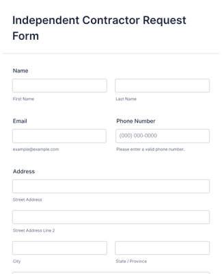 Form Templates: Independent Contractor Request Form